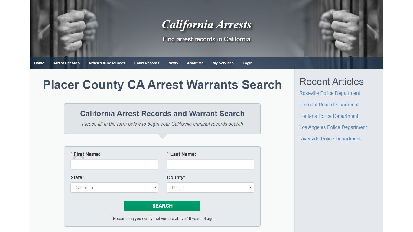 Placer County CA Arrest Warrants Search - California Arrests