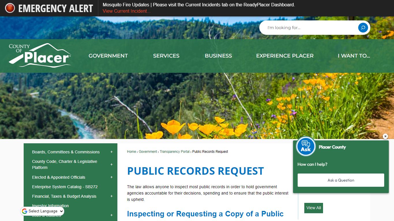 Public Records Request | Placer County, CA